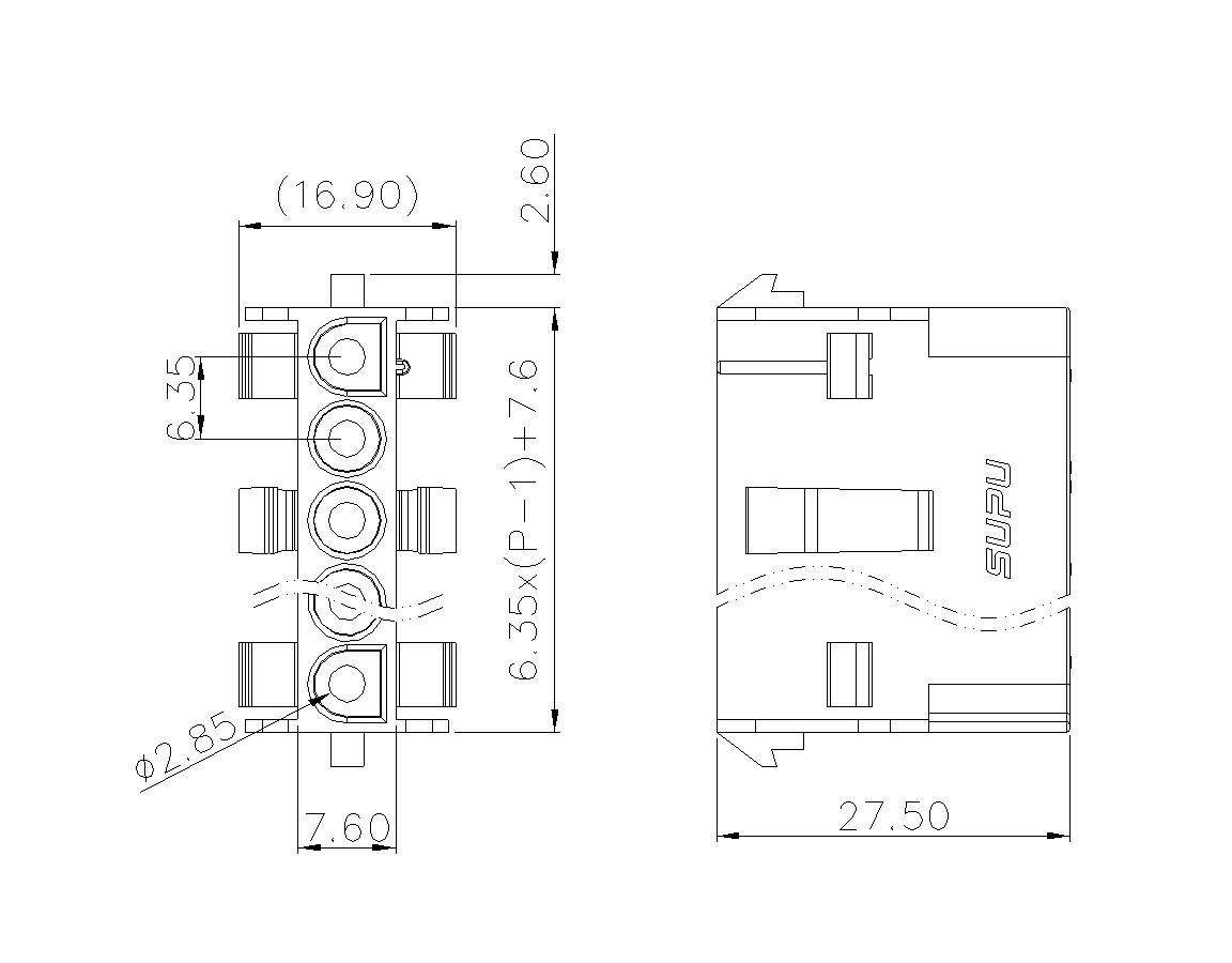 Borne à sertir BL635VXXM-WT-0000 (une rangée)