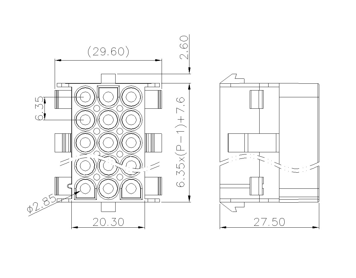 Borne à sertir BL635MXXF-WT-0000 (trois rangées)