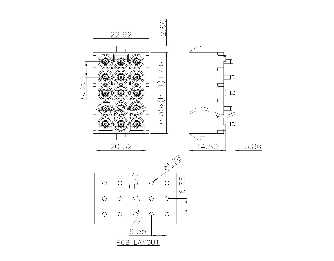 Borne à sertir BP635VXXF-WT-0000 (trois rangées)